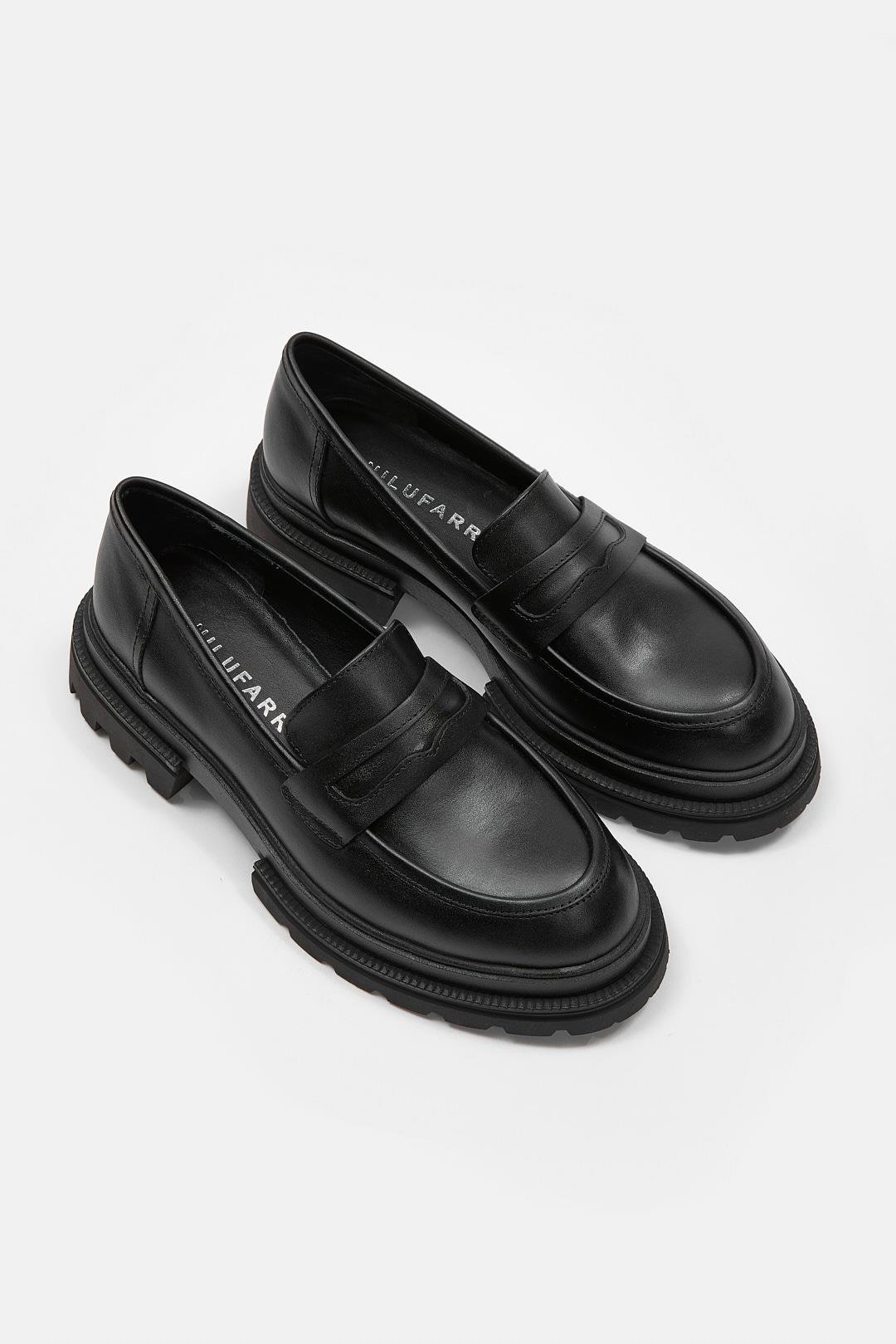 Minka Siyah Hakiki Deri Kadın Loafer