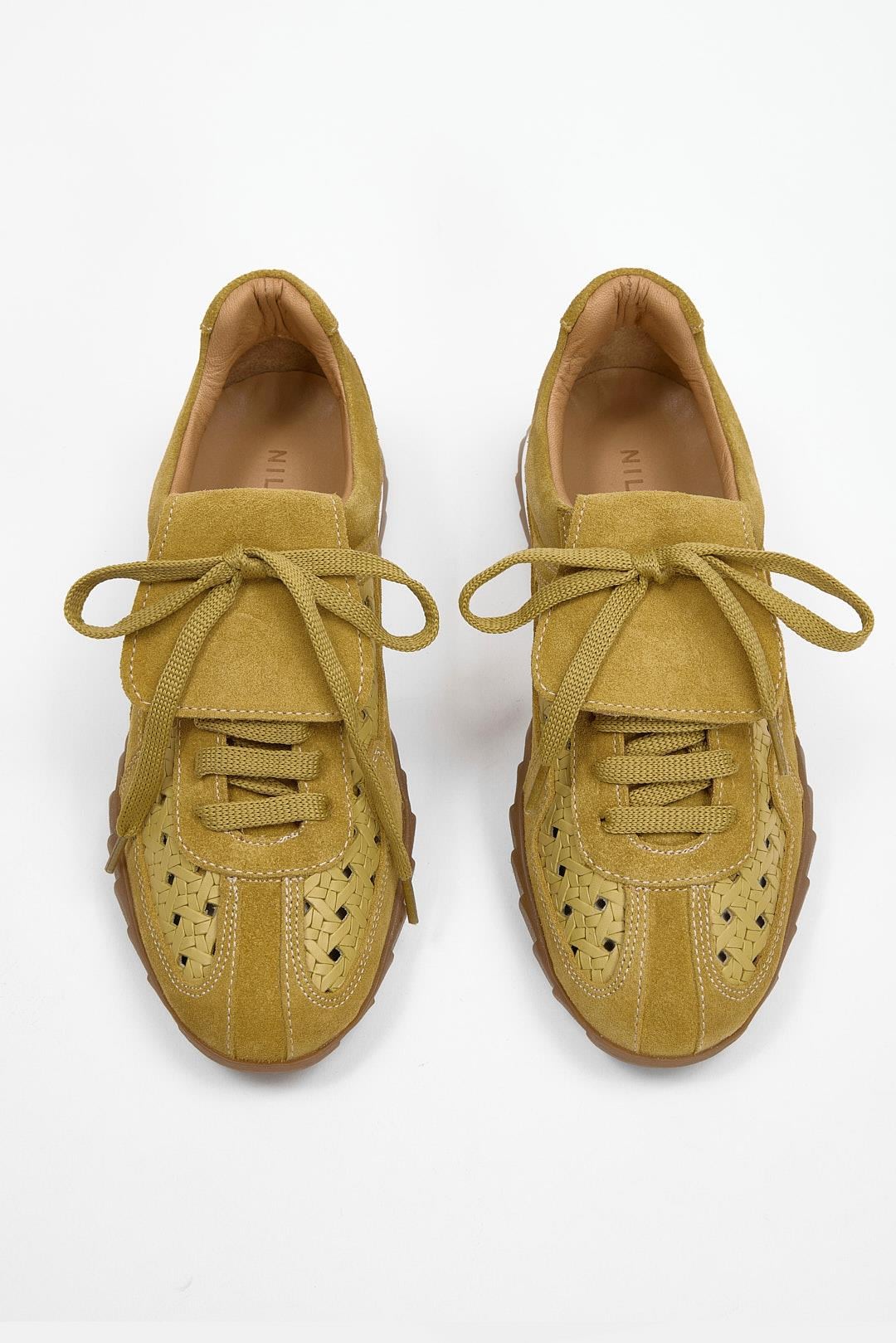 Minova Sarı Hakiki Deri Kadın Sneaker