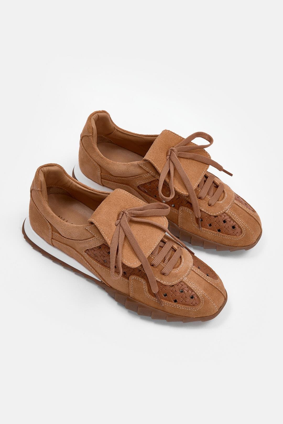 Minova Turuncu Hakiki Deri Kadın Sneaker