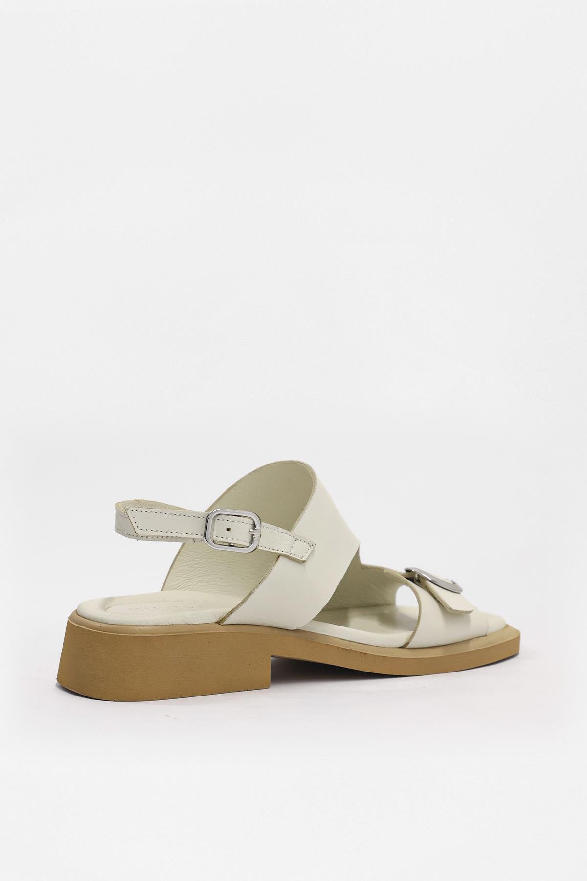 Miranda Bej Hakiki Deri Kadın Sandalet