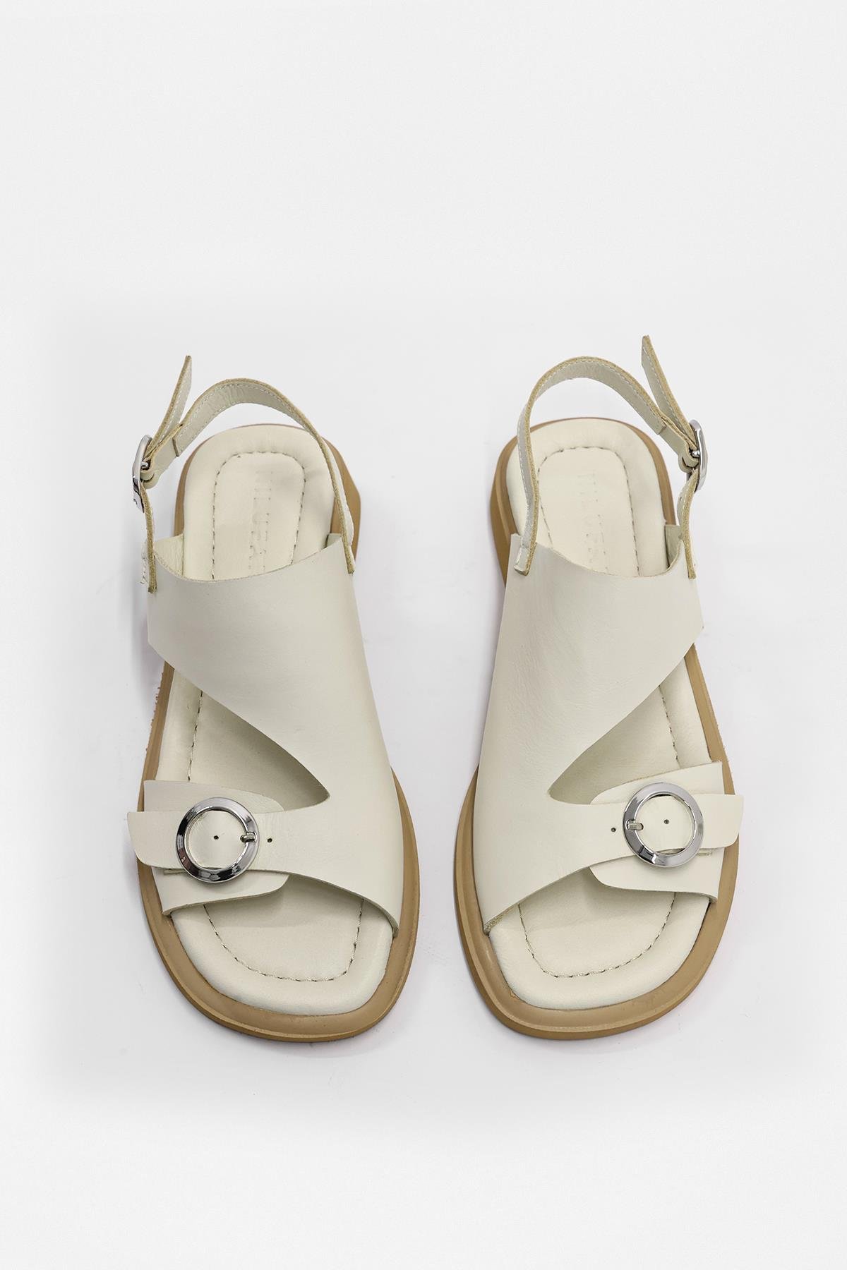 Miranda Bej Hakiki Deri Kadın Sandalet