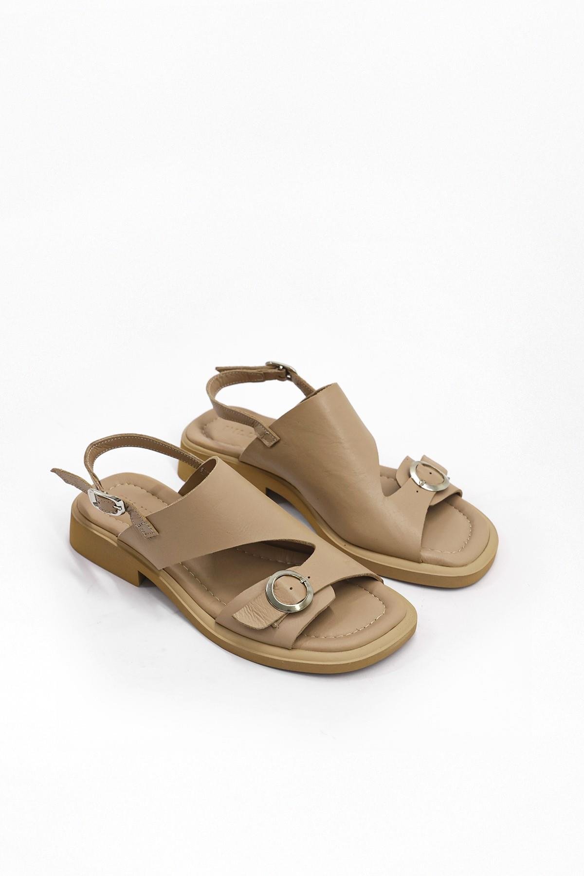 Miranda Nude Hakiki Deri Kadın Sandalet