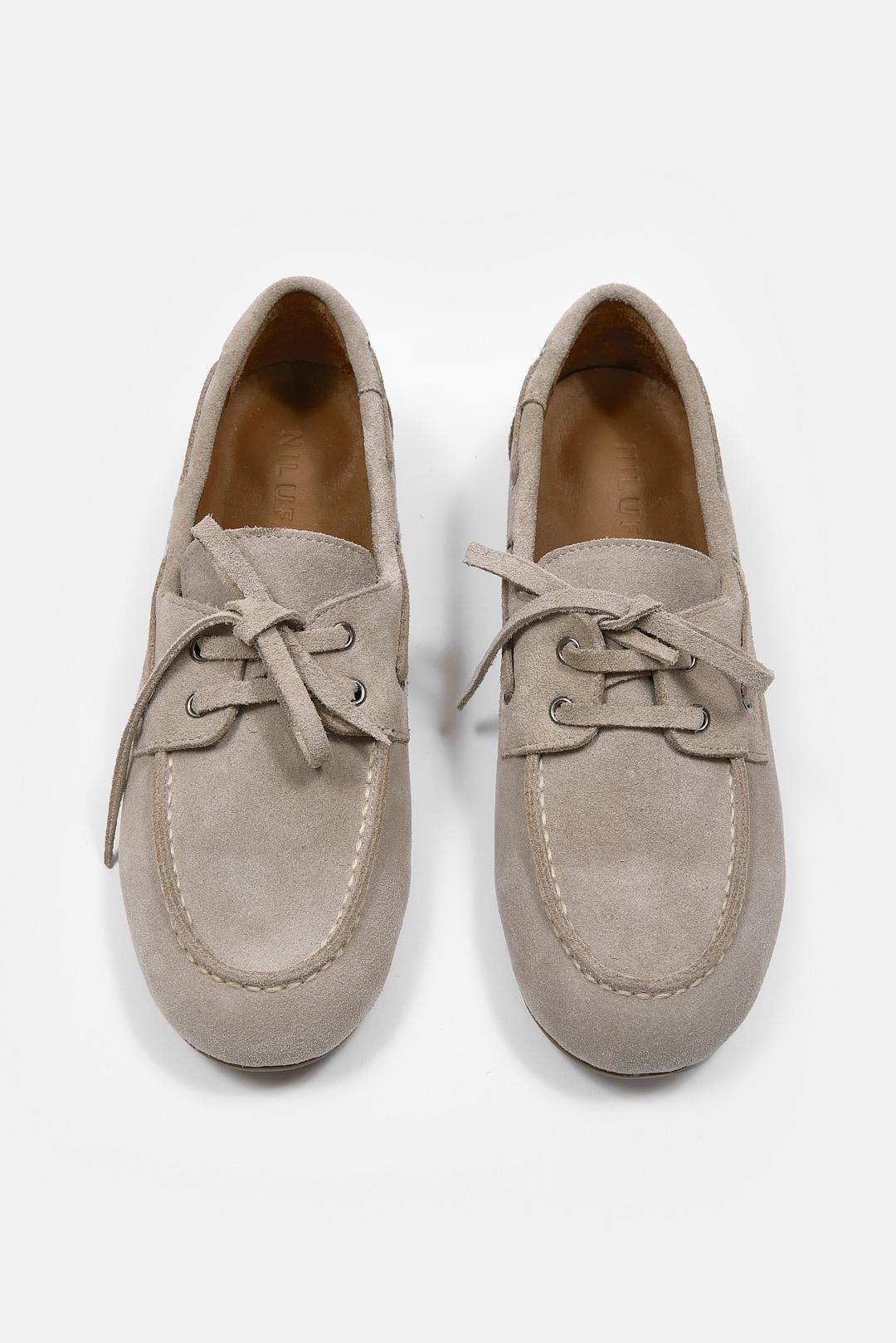 Miuccia Bej Seüt Hakiki Deri Kadın Loafer