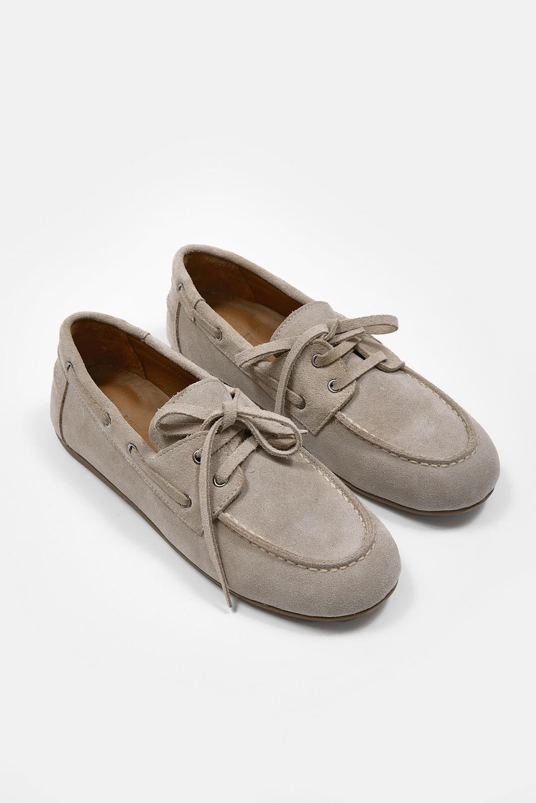 Miuccia Bej Seüt Hakiki Deri Kadın Loafer