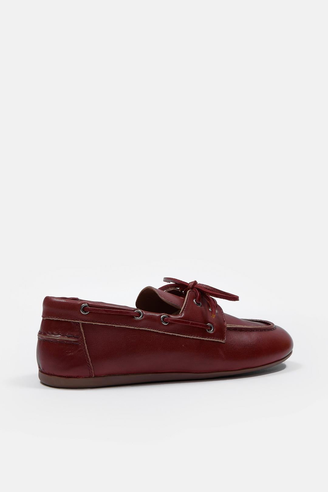 Miuccia Bordo Hakiki Deri Kadın Loafer