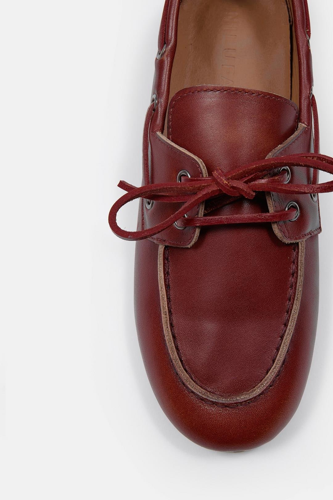 Miuccia Bordo Hakiki Deri Kadın Loafer