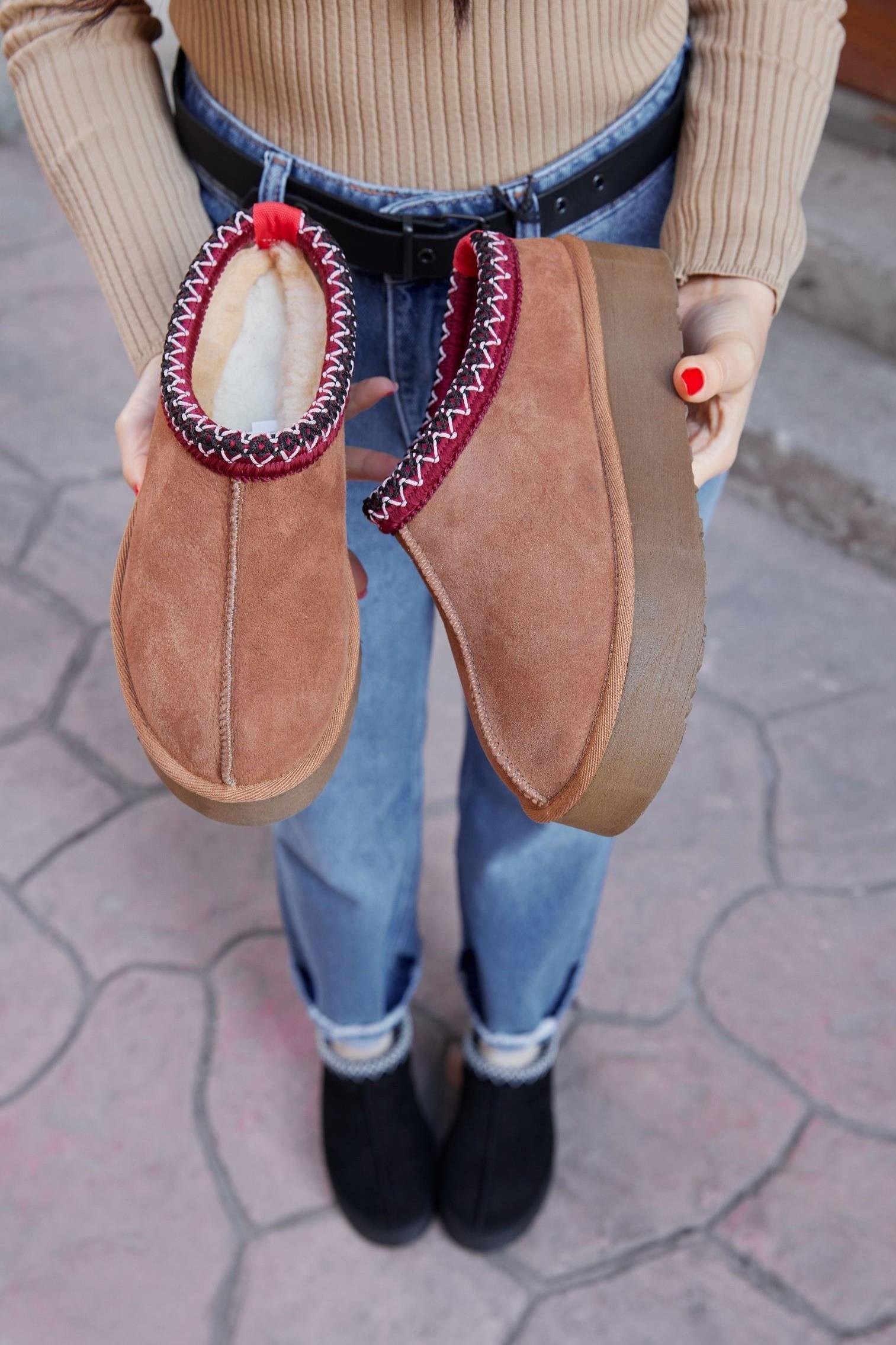 Moonlight Tan Genuine Leather Women's Boots with Real Fur Inside