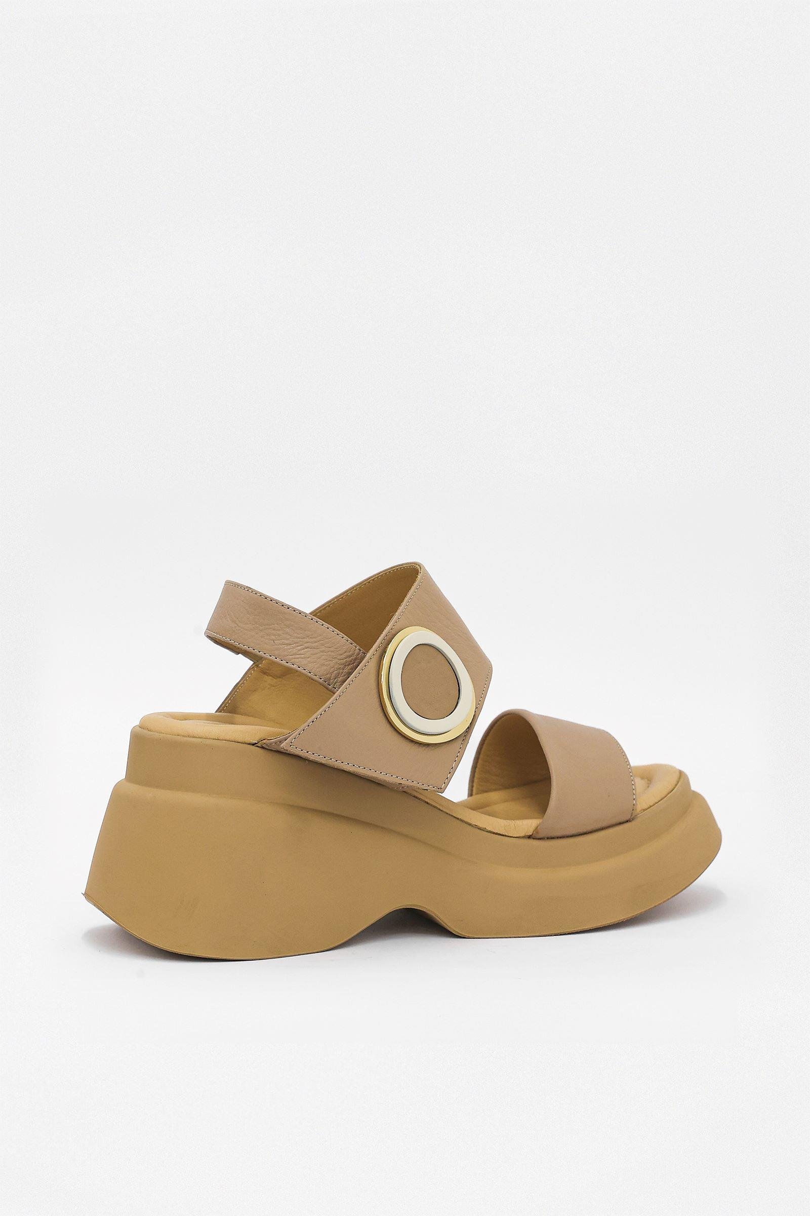 Mudo Nude Hakiki Deri Topuklu Sandalet