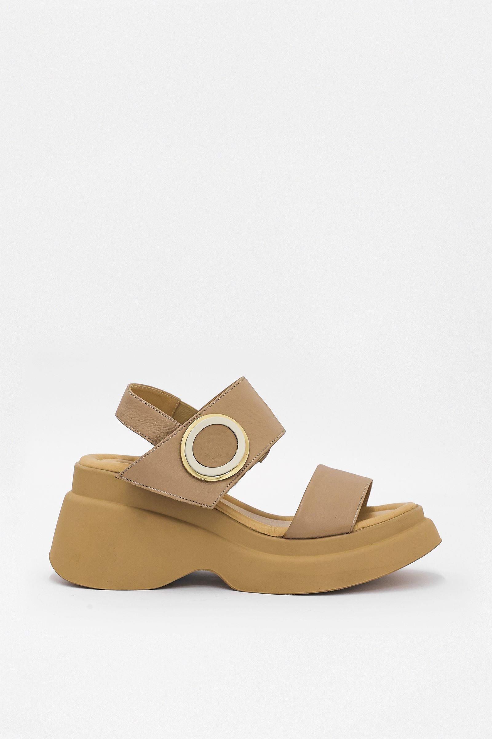 Mudo Nude Hakiki Deri Topuklu Sandalet