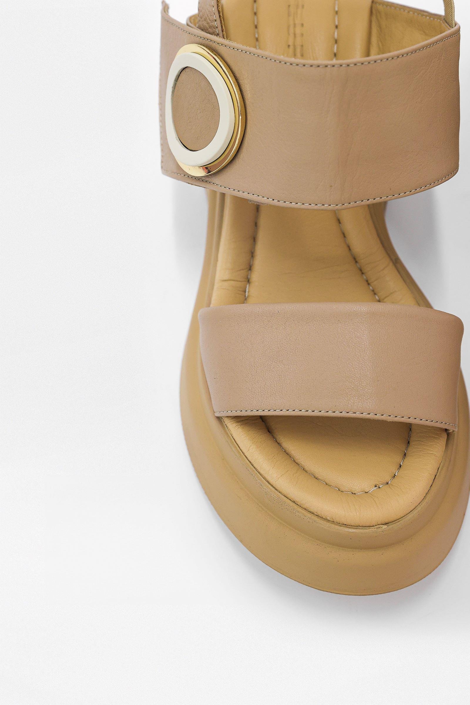 Mudo Nude Hakiki Deri Topuklu Sandalet