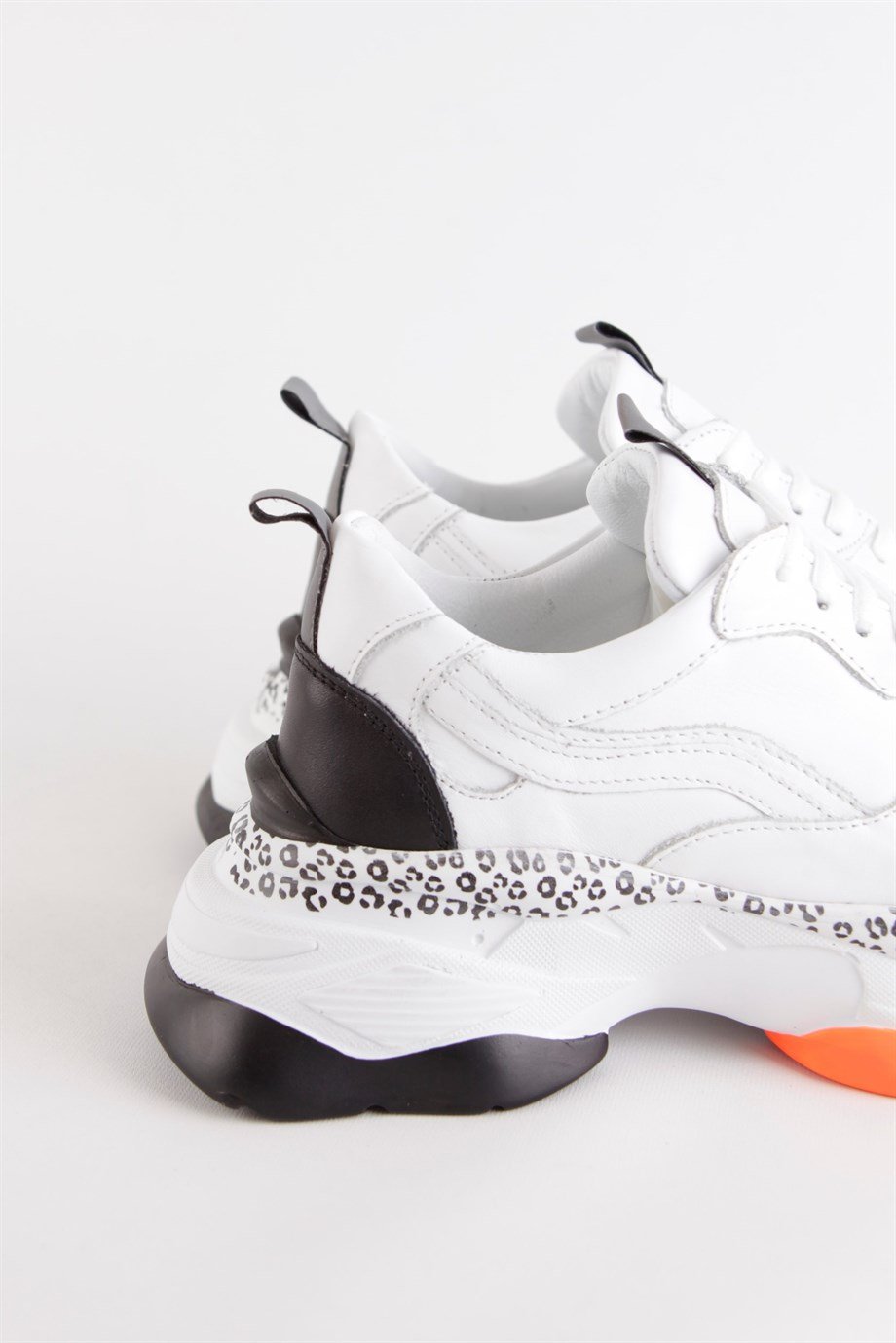 Negro Beyaz Hakiki Deri Kadın Sneaker