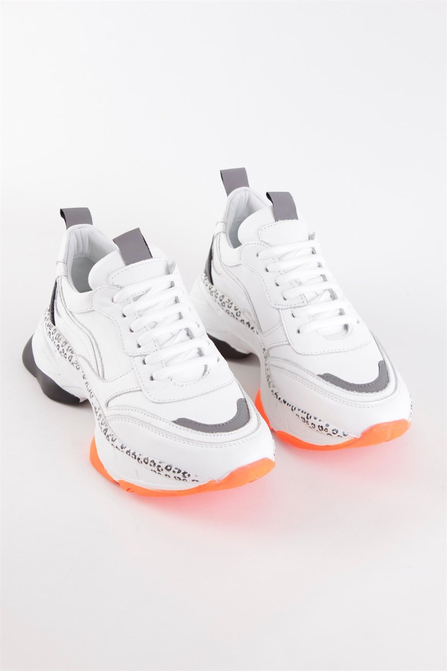 Negro Beyaz Hakiki Deri Kadın Sneaker