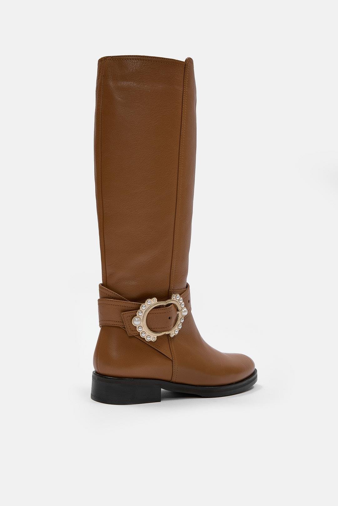 Niona Taba Hakiki Deri Kadın Çizme