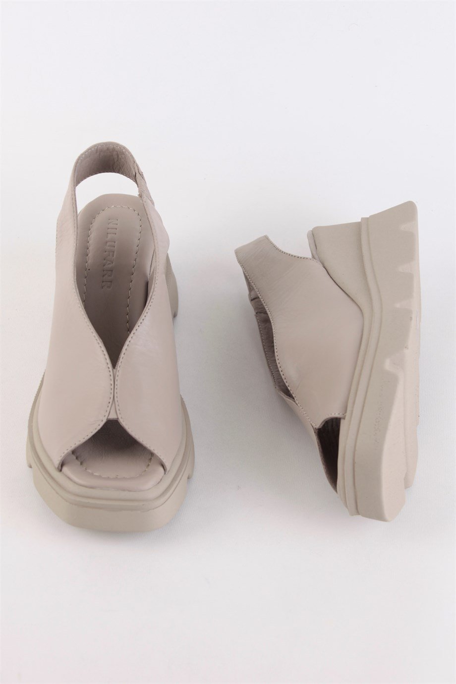 Noemi Vizon Hakiki Deri Kalın Tabanlı Sandalet