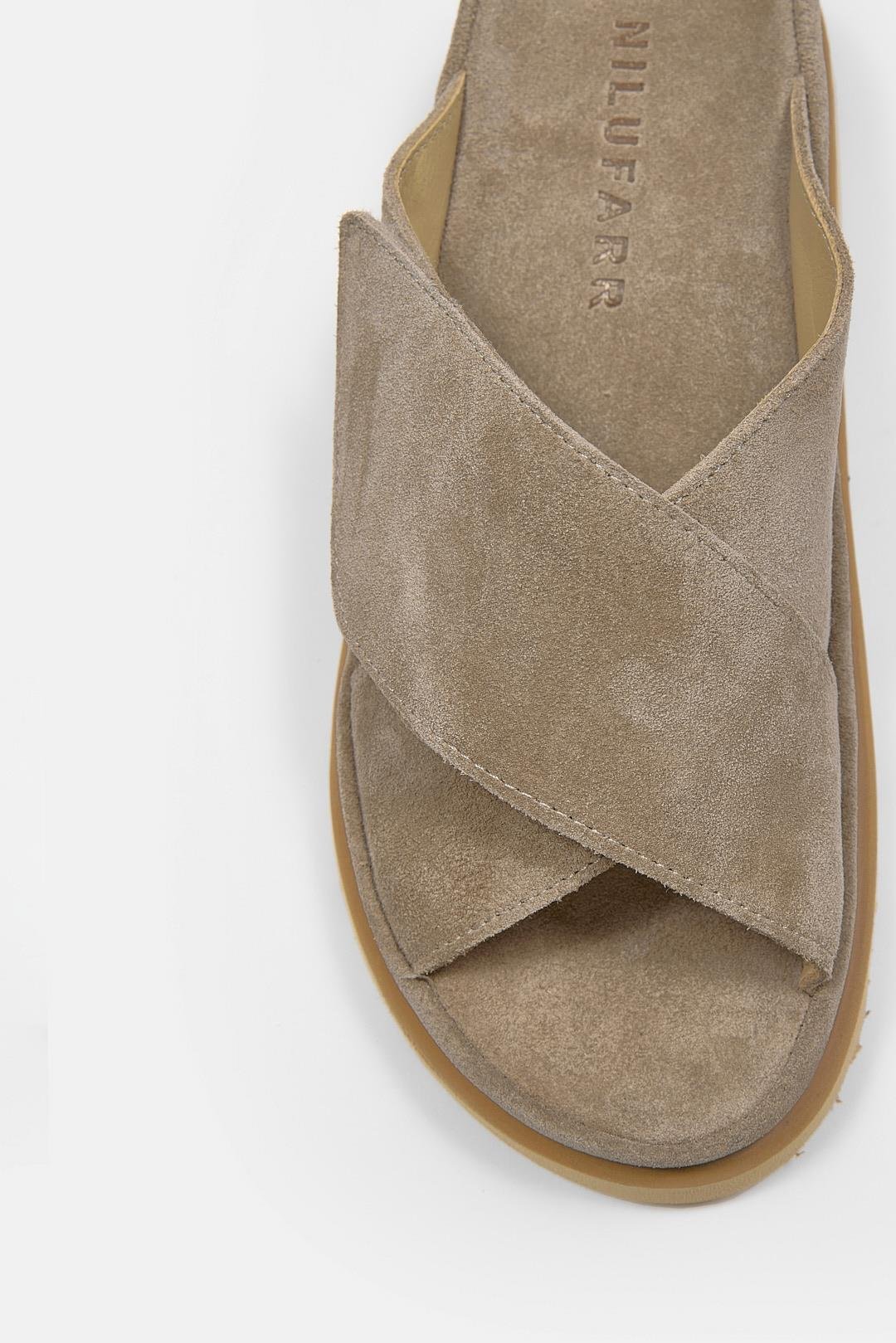 Nushi Vizon Süet Hakiki Deri Kadın Terlik