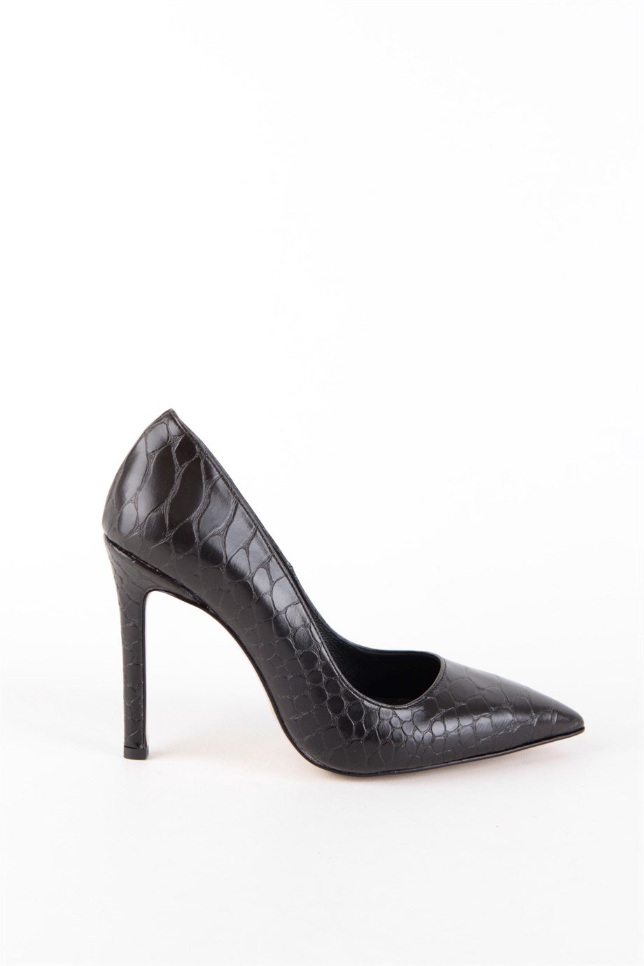 Оливиа Черные Женские Туфли на Каблуке со Змеиным Принтом