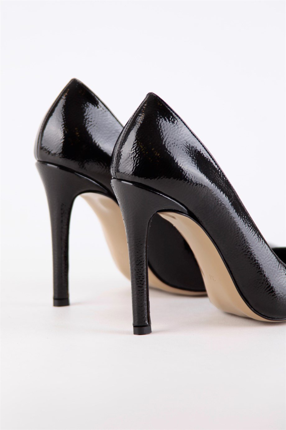 Olivia Siyah Rugan Kadın Topuklu Stiletto