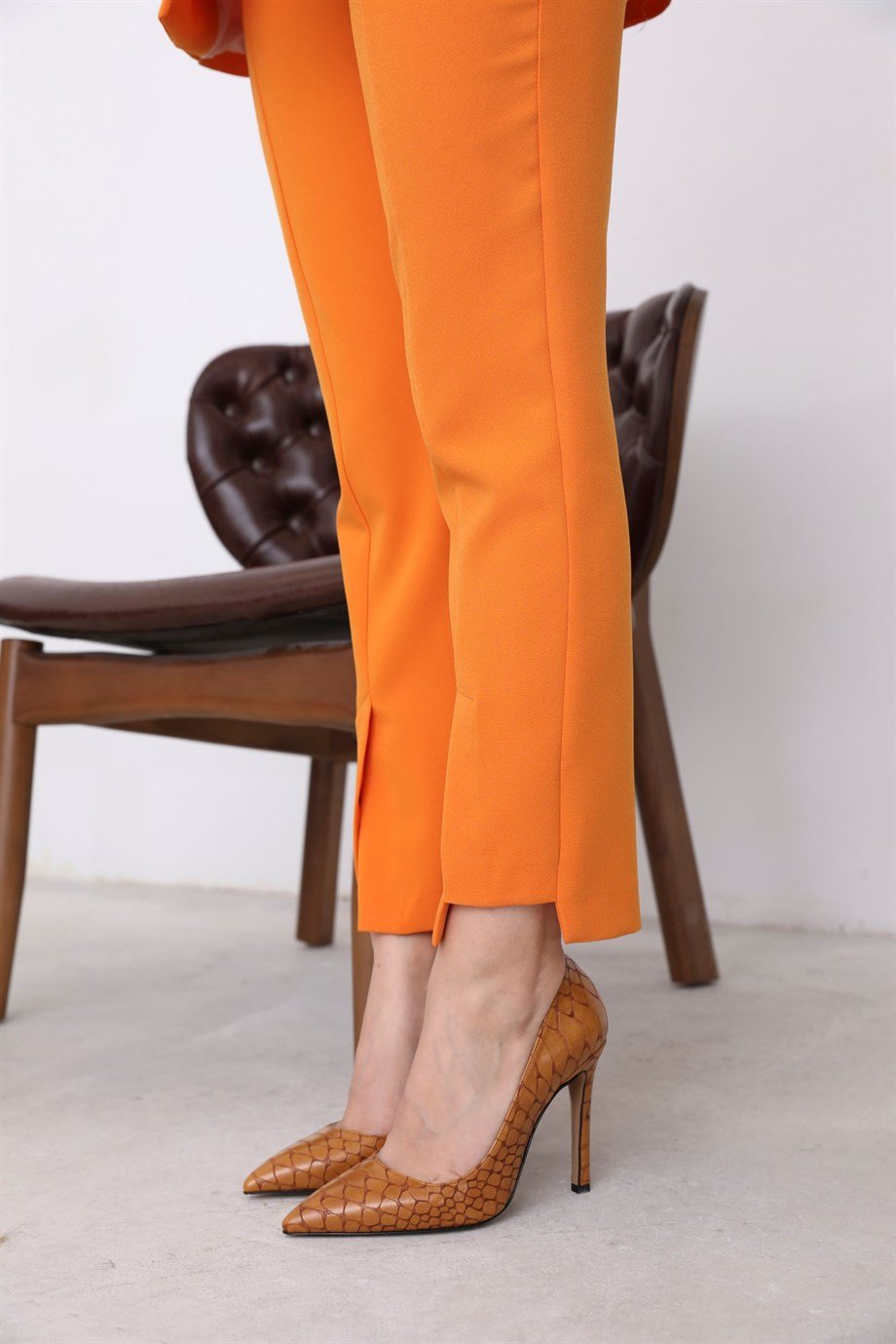 Olivia Brown Snake Print Women's Heeled Shoes