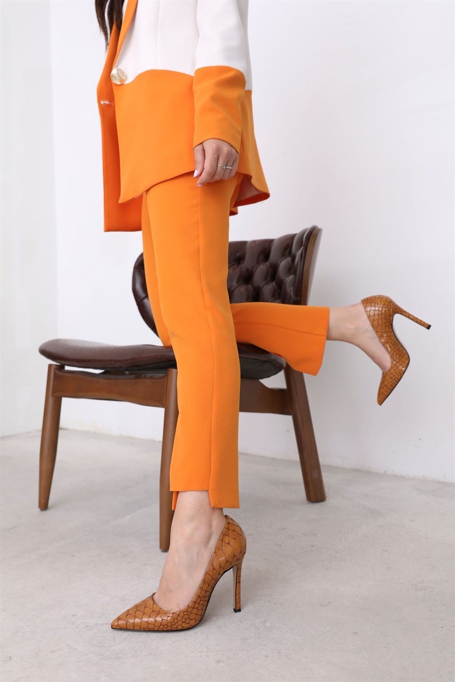 Olivia Brown Snake Print Women's Heeled Shoes