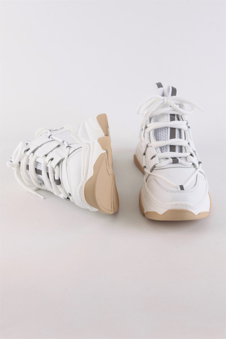 Otilia White Leather Thick Soled Women's Sneaker