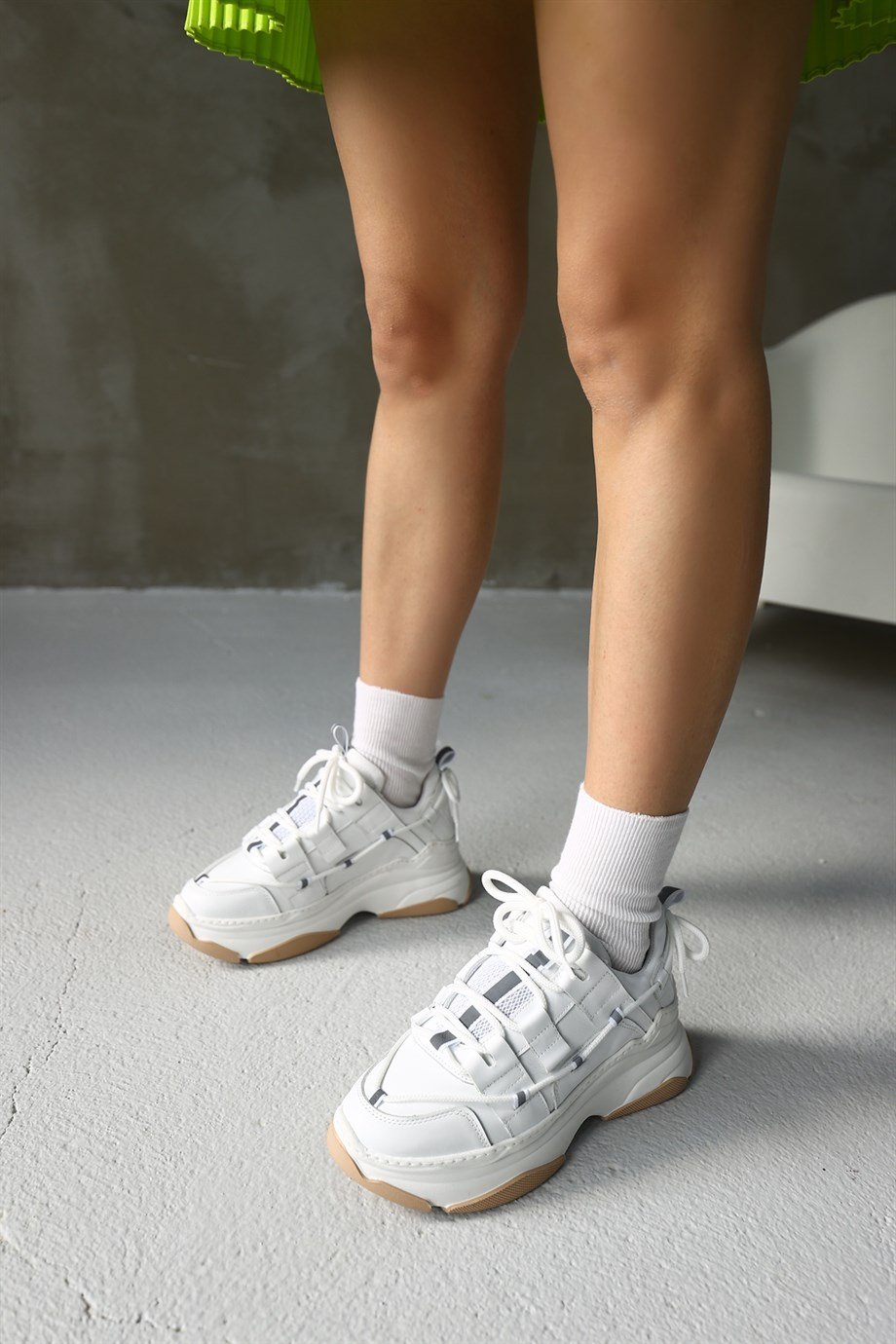 Otilia White Leather Thick Soled Women's Sneaker