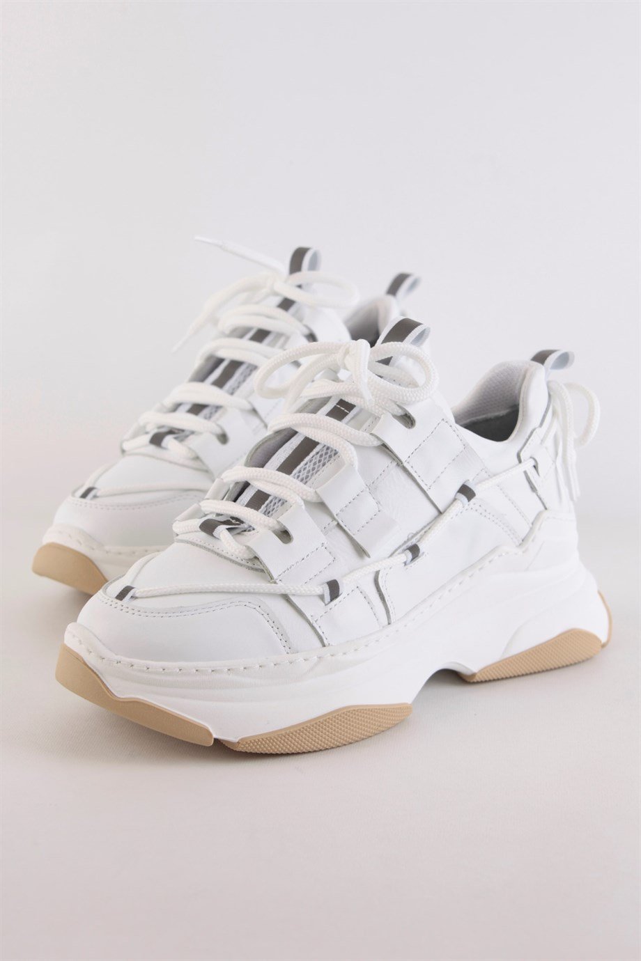 Otilia White Leather Thick Soled Women's Sneaker