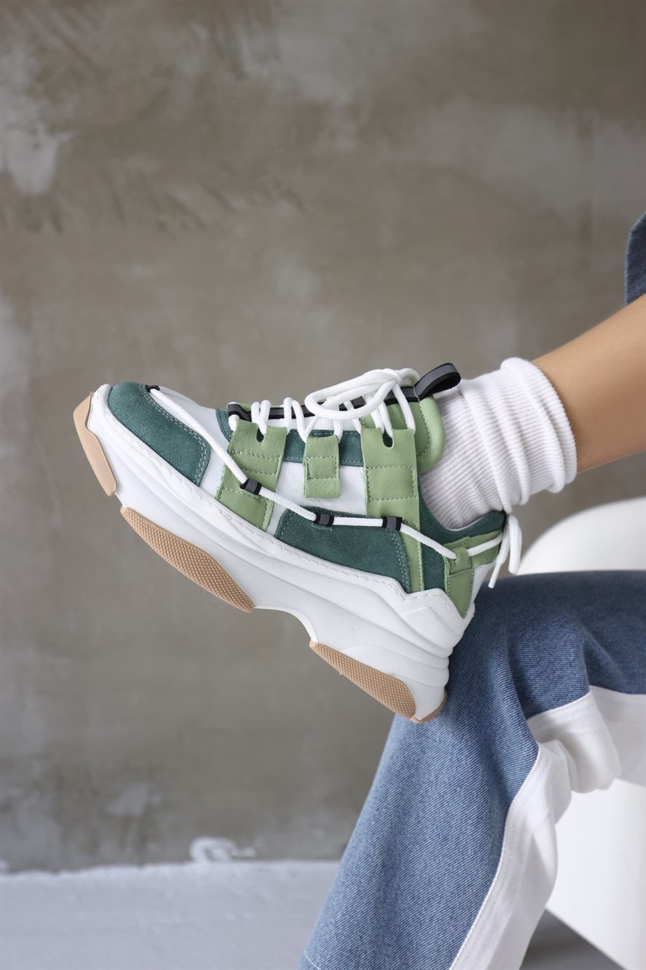Otilia Avocado Leather Thick Soled Women's Sneaker