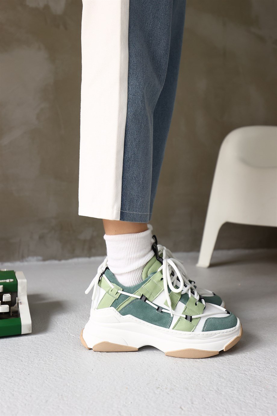 Otilia Avocado Leather Thick Soled Women's Sneaker