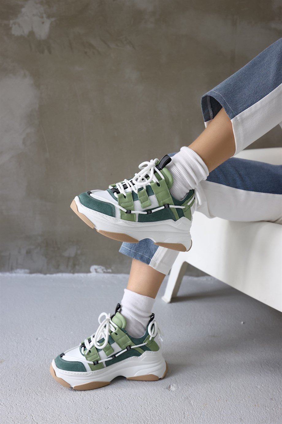 Otilia Avocado Leather Thick Soled Women's Sneaker