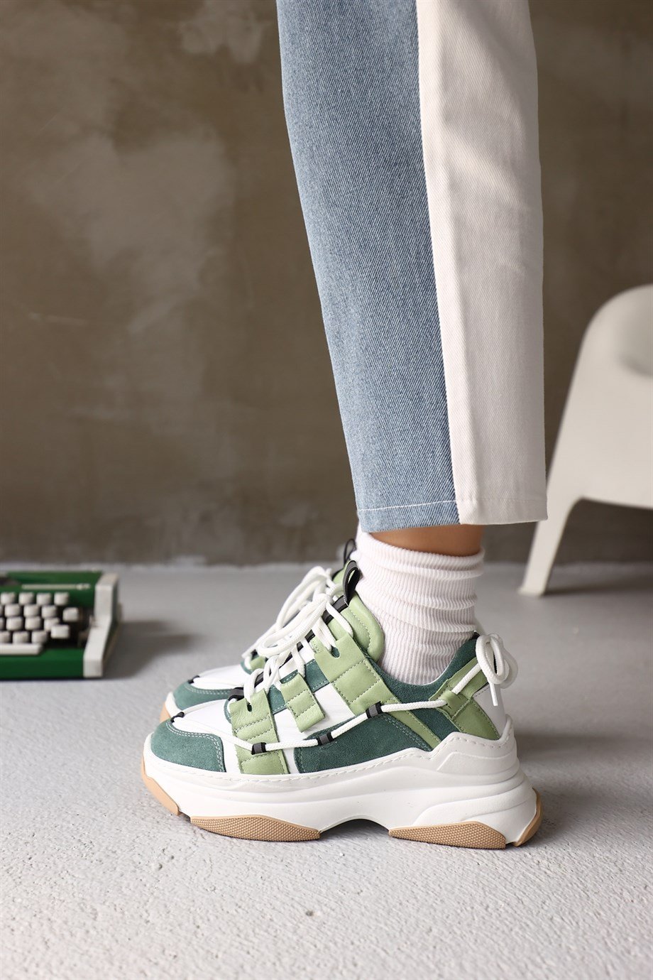 Otilia Avocado Leather Thick Soled Women's Sneaker