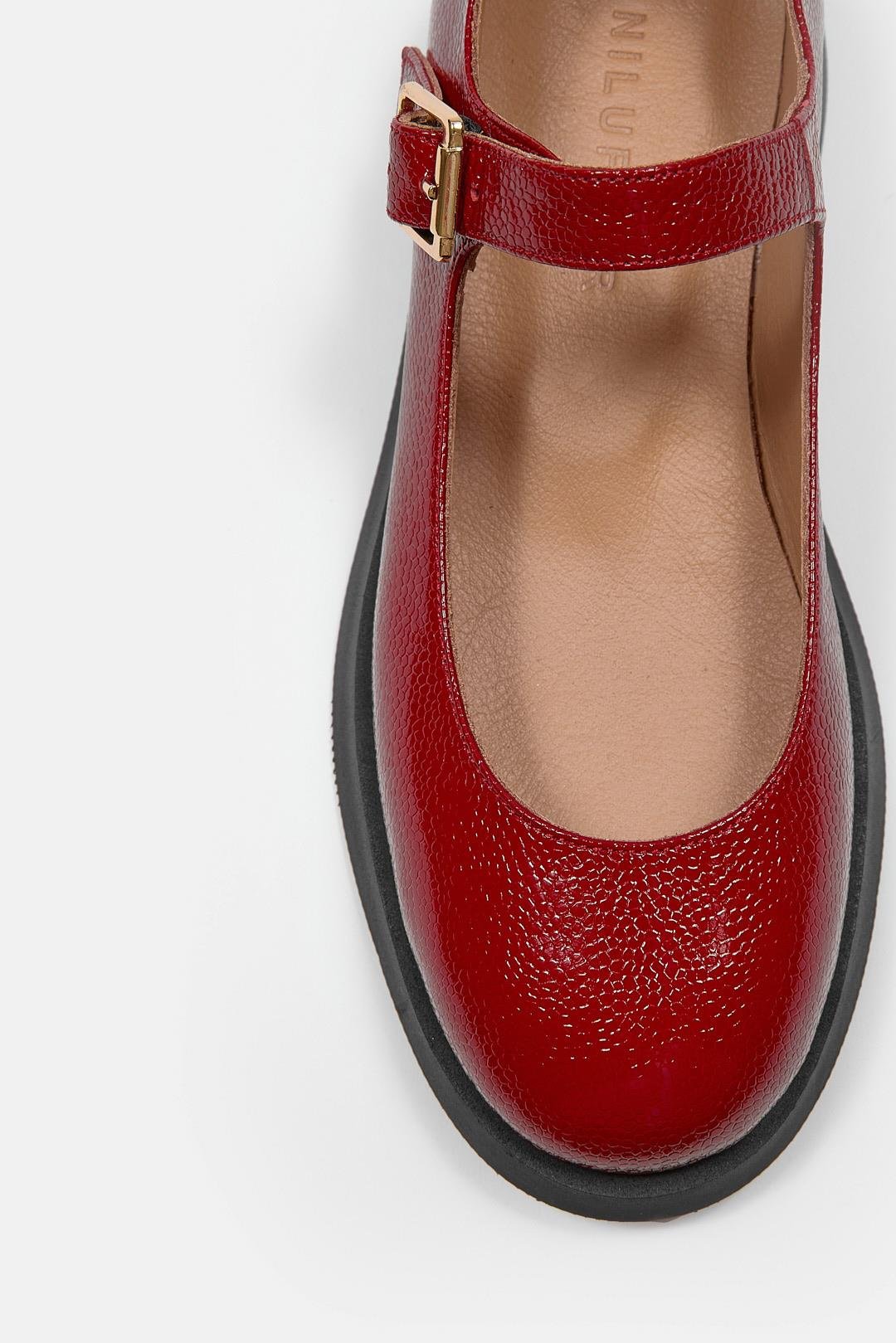 Panthera Kırmızı Rugan Hakiki Deri Kadın Loafer