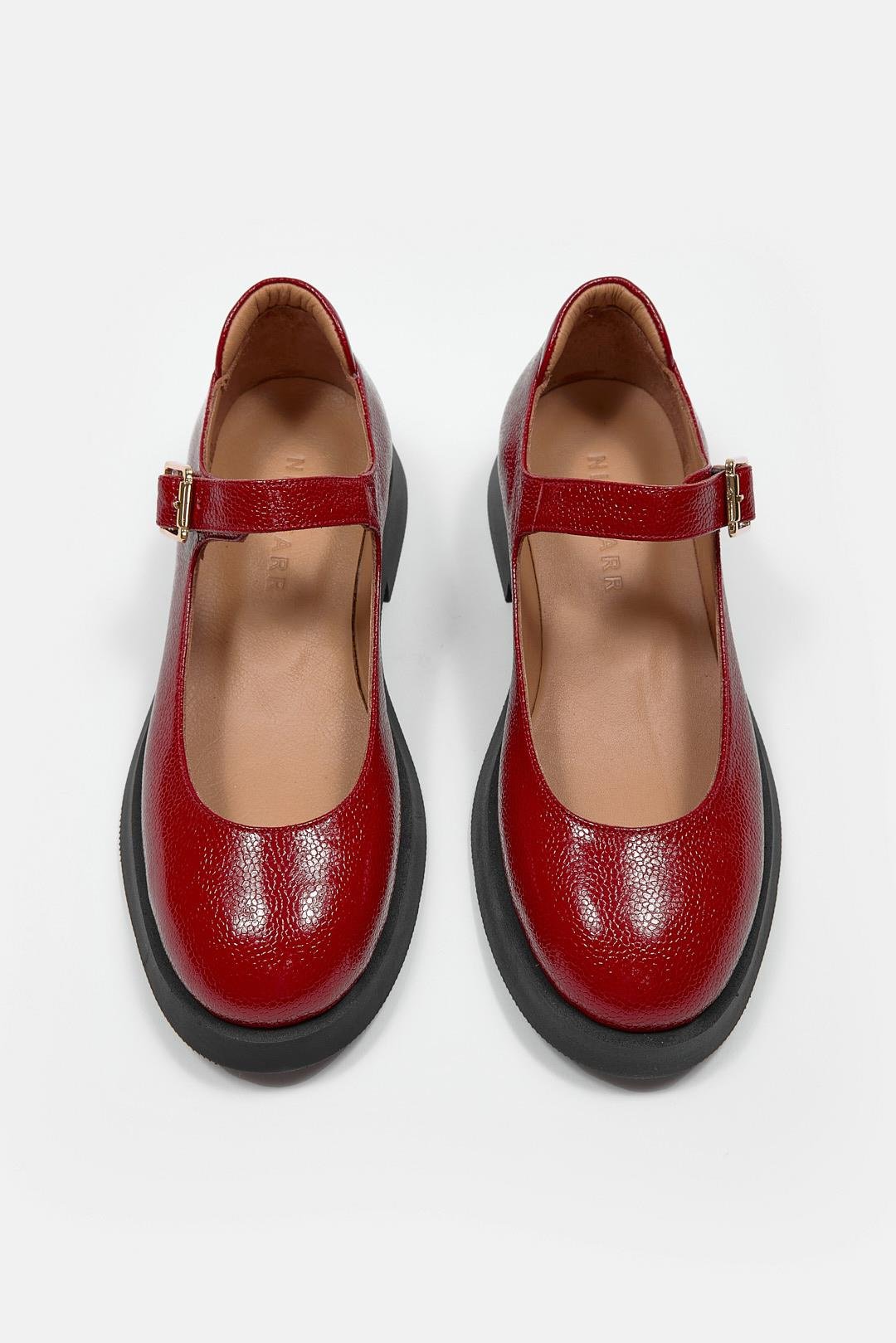 Panthera Kırmızı Rugan Hakiki Deri Kadın Loafer