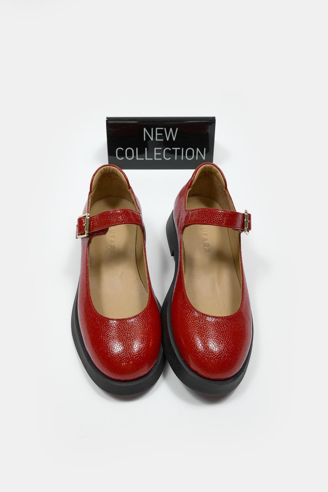 Panthera Kırmızı Rugan Hakiki Deri Kadın Loafer