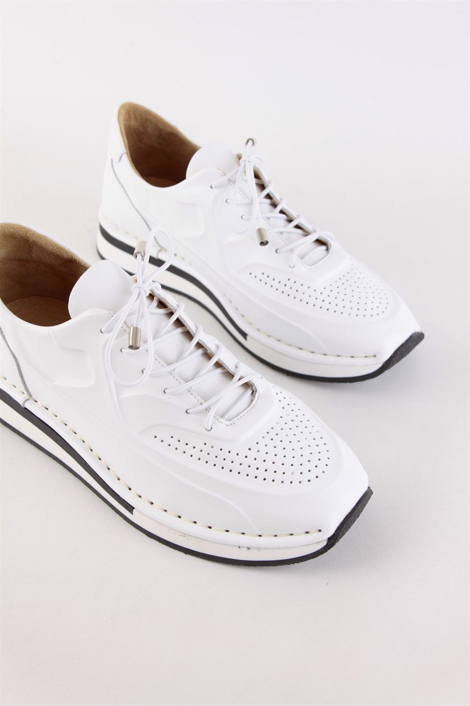Patrice Beyaz Hakiki Deri Kadın Sneaker