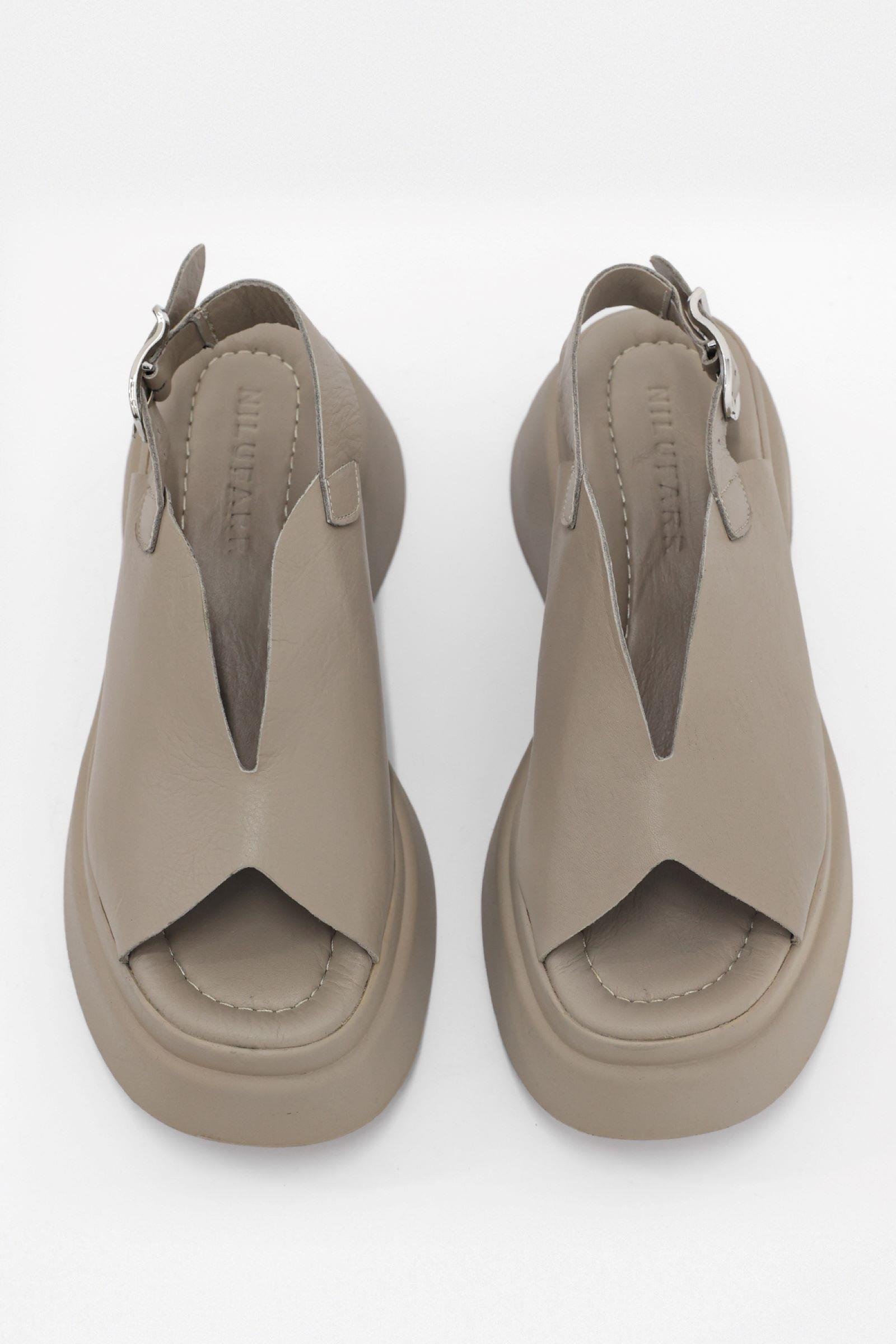 Peamy Vizon Hakiki Deri Kalın Tabanlı Kadın Sandalet