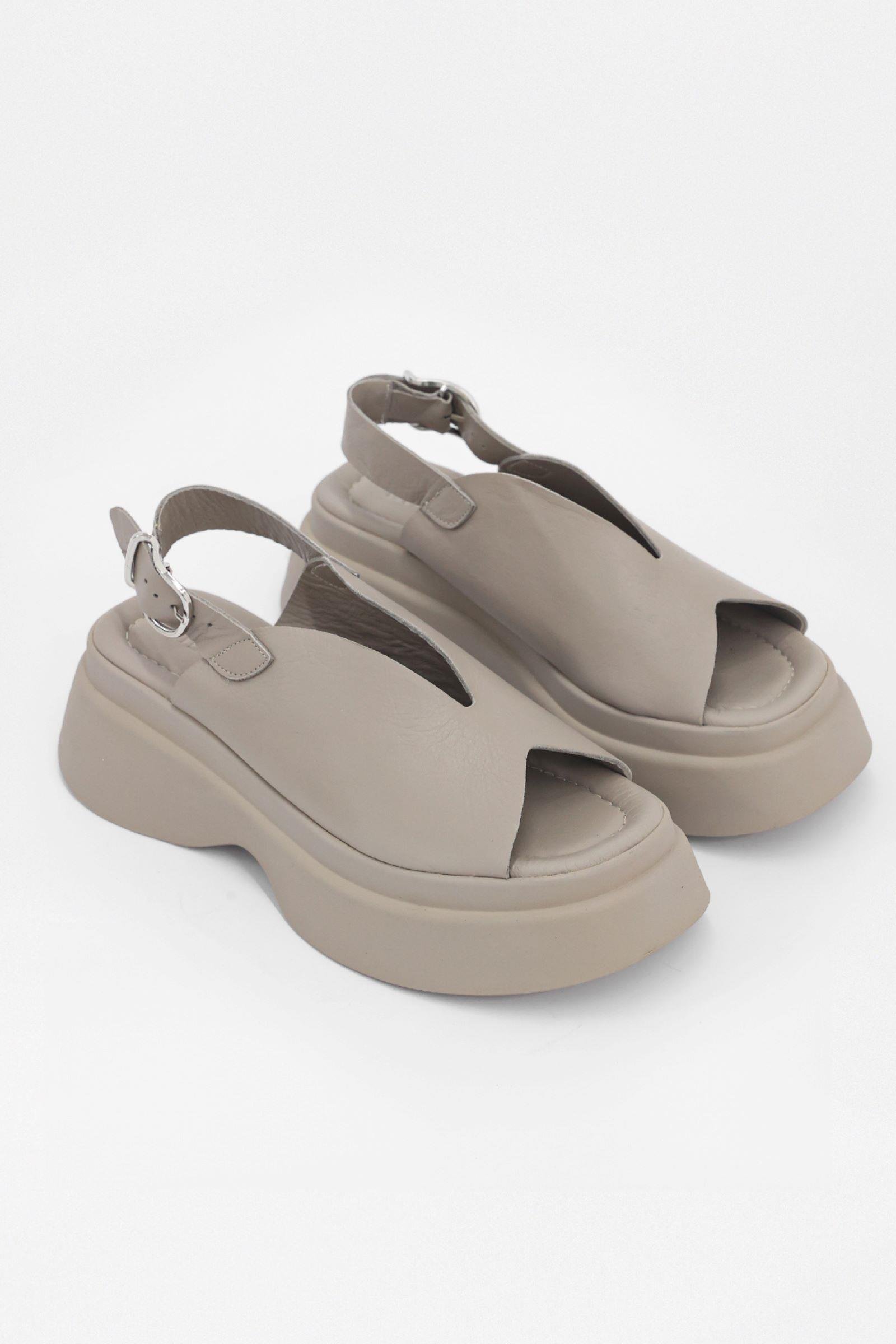 Peamy Vizon Hakiki Deri Kalın Tabanlı Kadın Sandalet