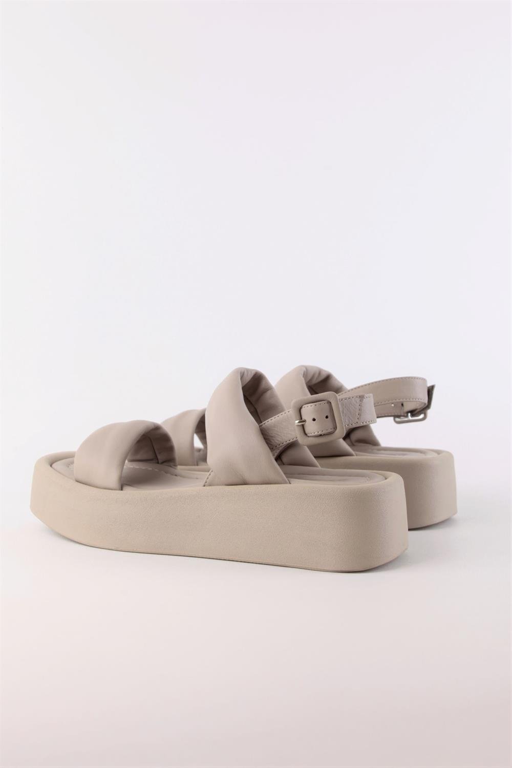 Polina Vizon Hakiki Deri Kalın Tabanlı Kadın Sandalet