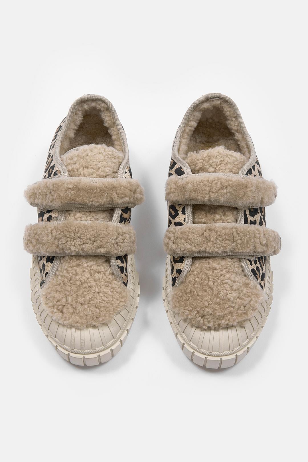 Pookie Bej Leopar Hakiki Deri Kürklü Sneaker