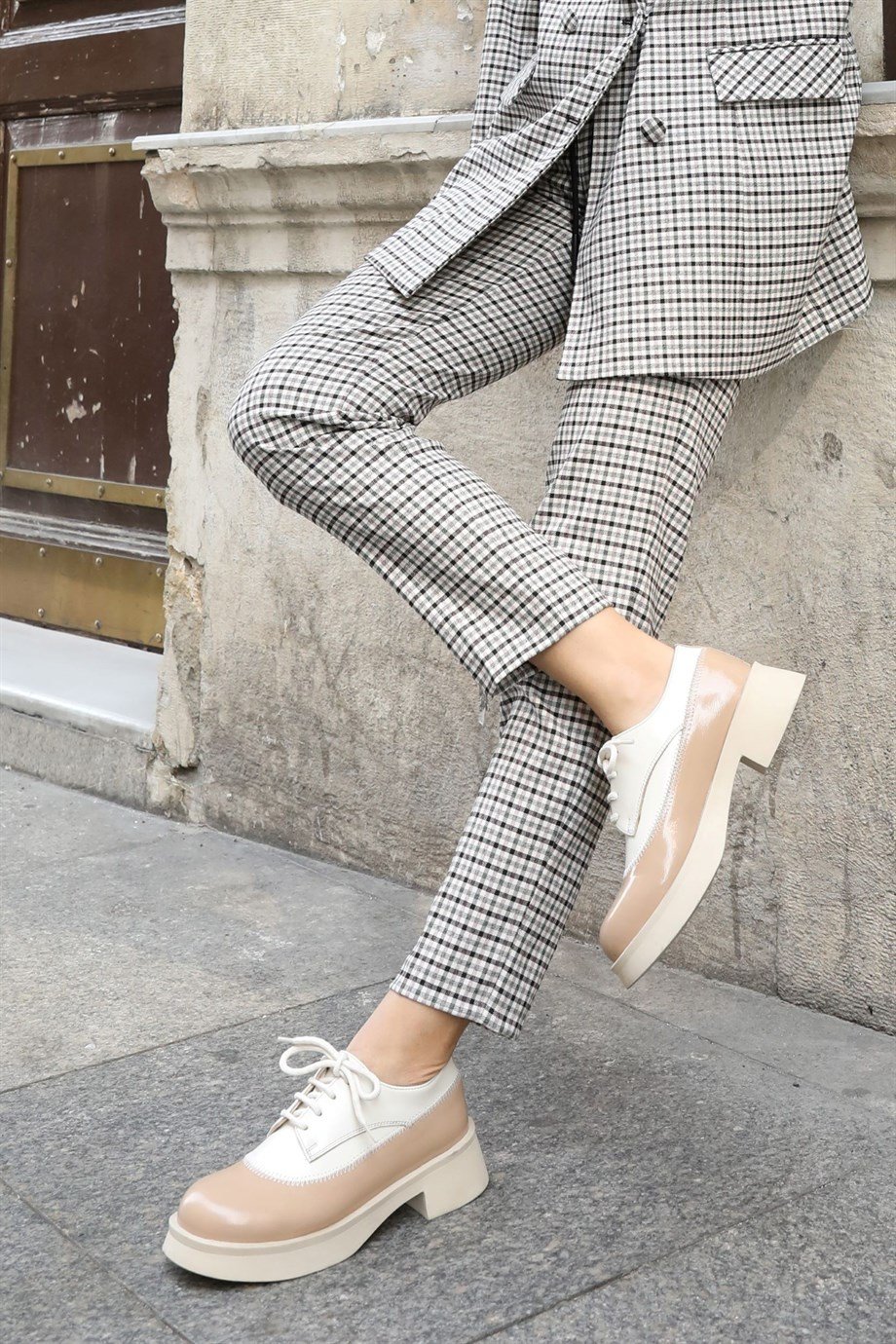 Rachel Bej Rugan Hakiki Deri Casual Kadın Ayakkabı