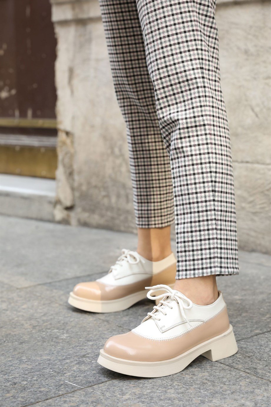 Rachel Bej Rugan Hakiki Deri Casual Kadın Ayakkabı