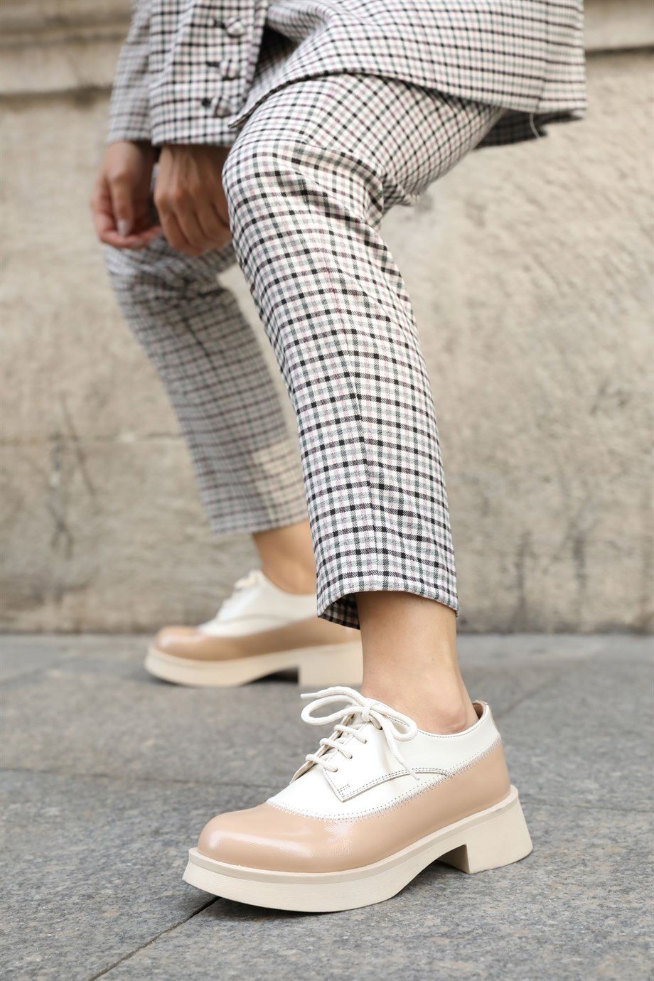 Rachel Bej Rugan Hakiki Deri Casual Kadın Ayakkabı