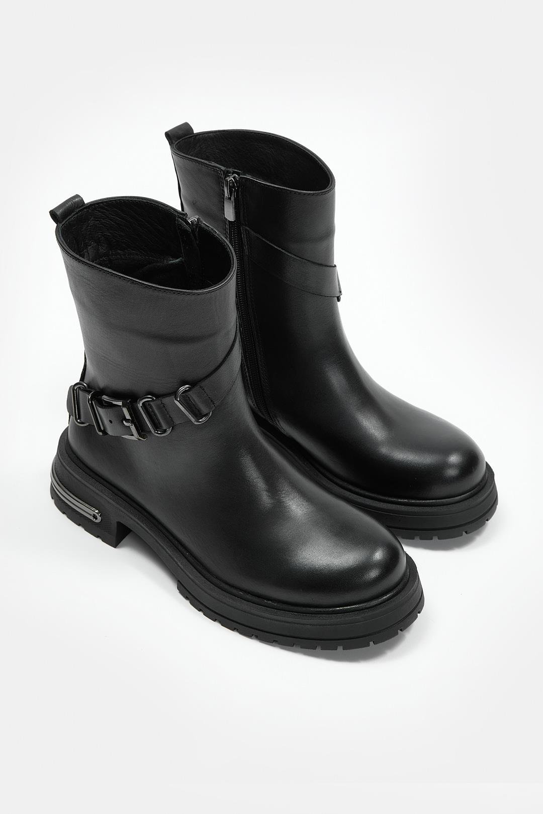 Raina Siyah Hakiki Deri Kadın Bot