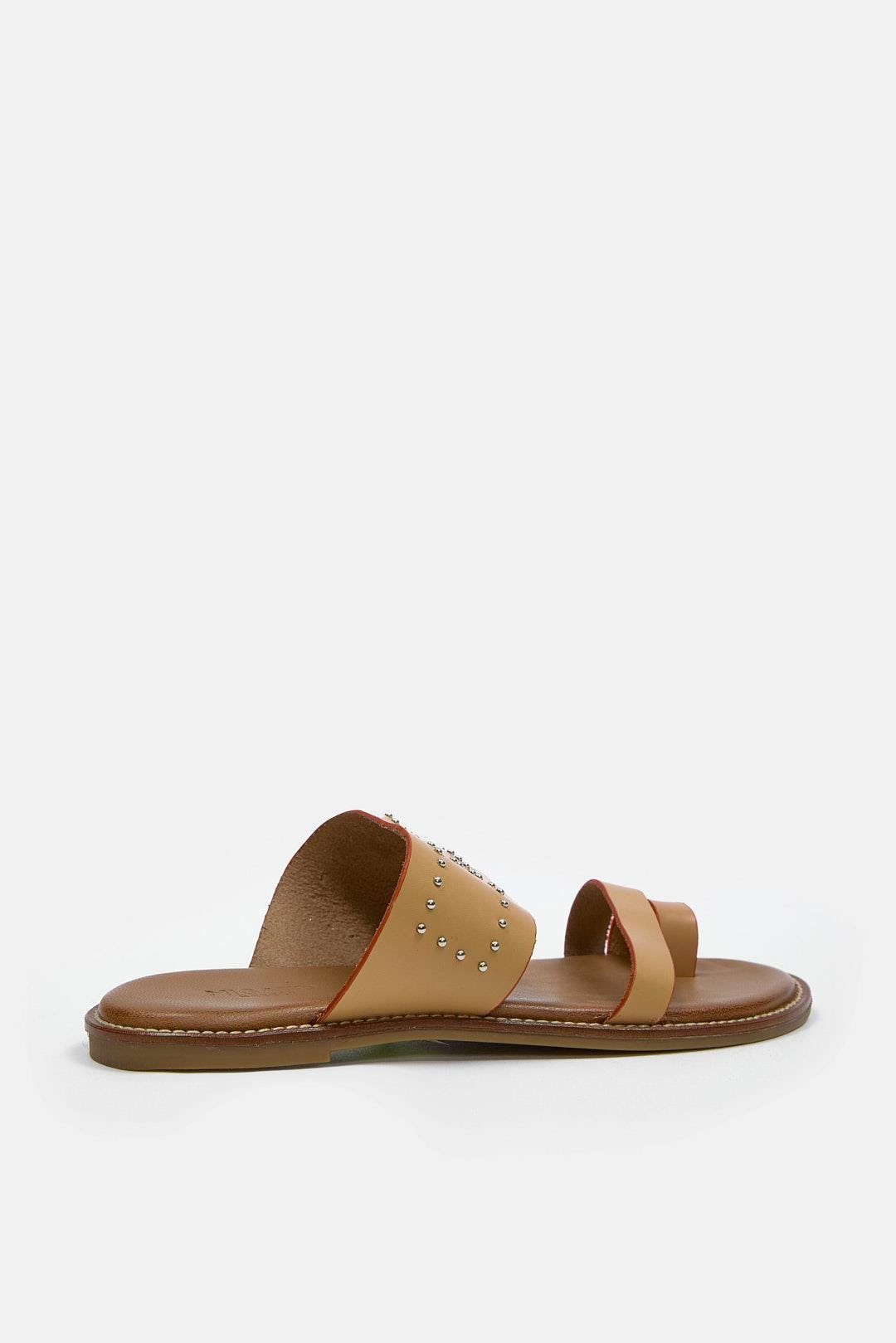 Rebeca Бежевые Женские Кожаные Шлёпки