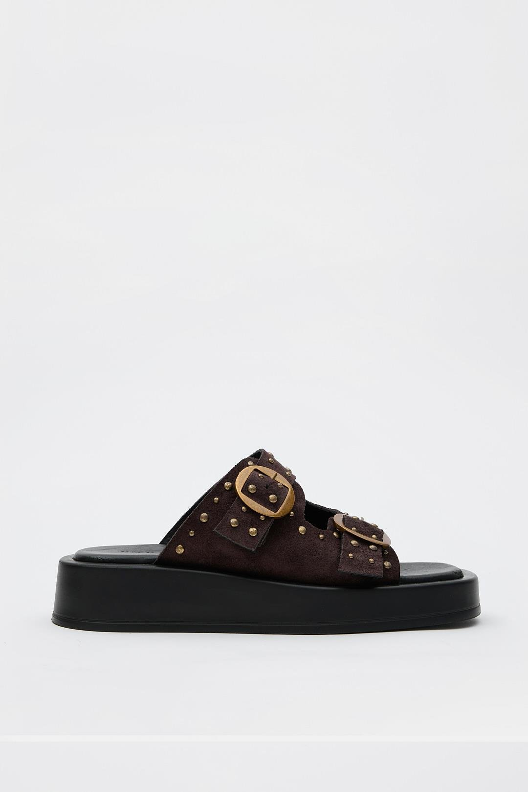 Ricci Coffee Suede Genuine Leather Women's Slippers