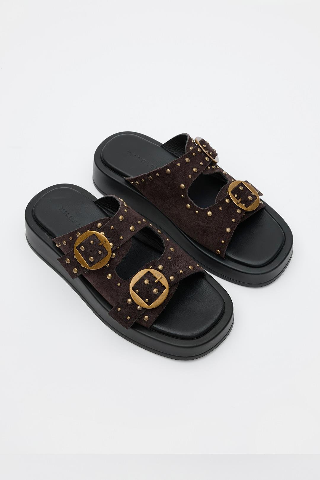 Ricci Coffee Suede Genuine Leather Women's Slippers
