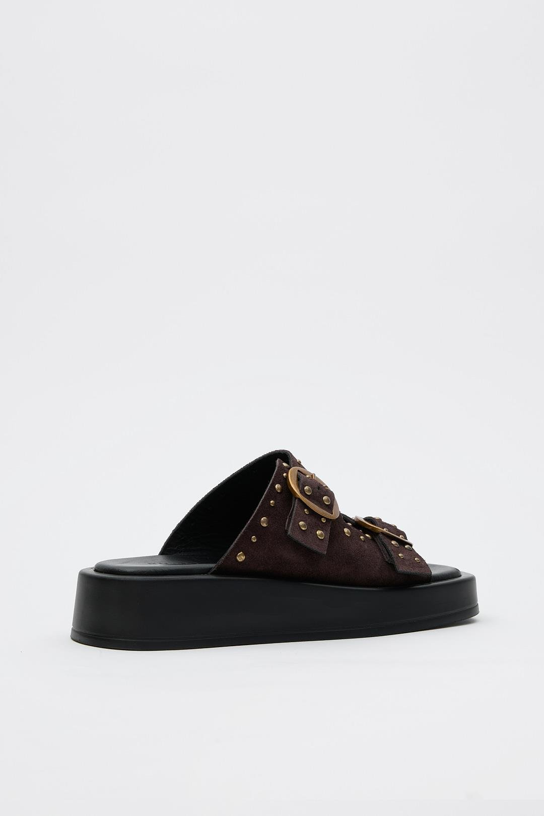 Ricci Coffee Suede Genuine Leather Women's Slippers
