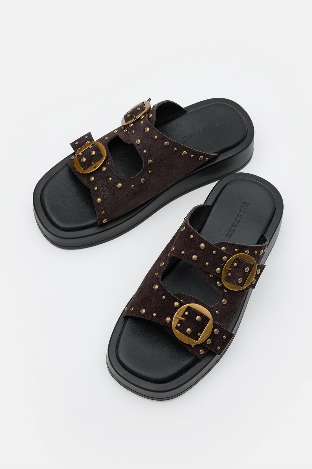 Ricci Coffee Suede Genuine Leather Women's Slippers
