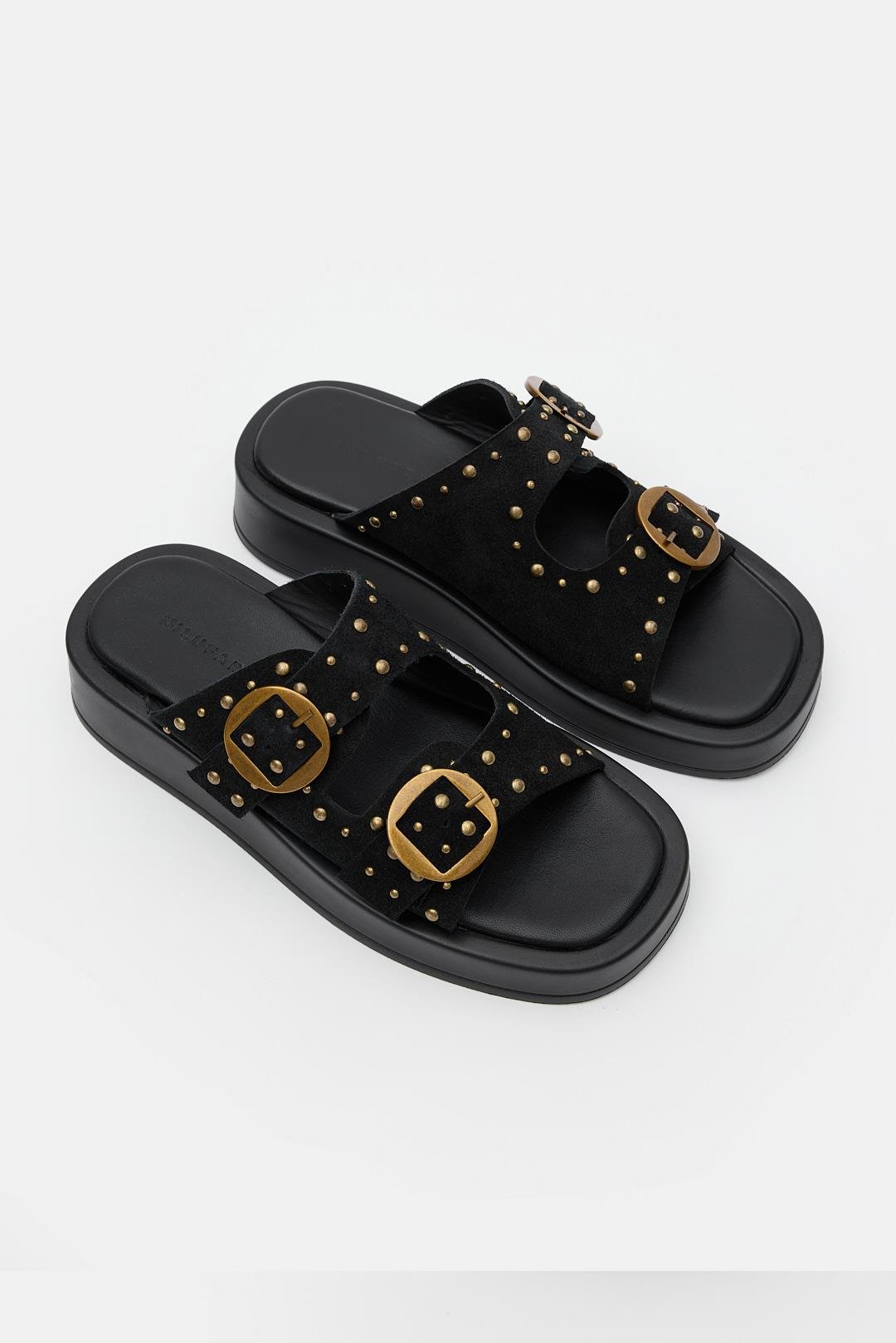 Ricci Черные Натуральные Замшевые Женские Тапочки 