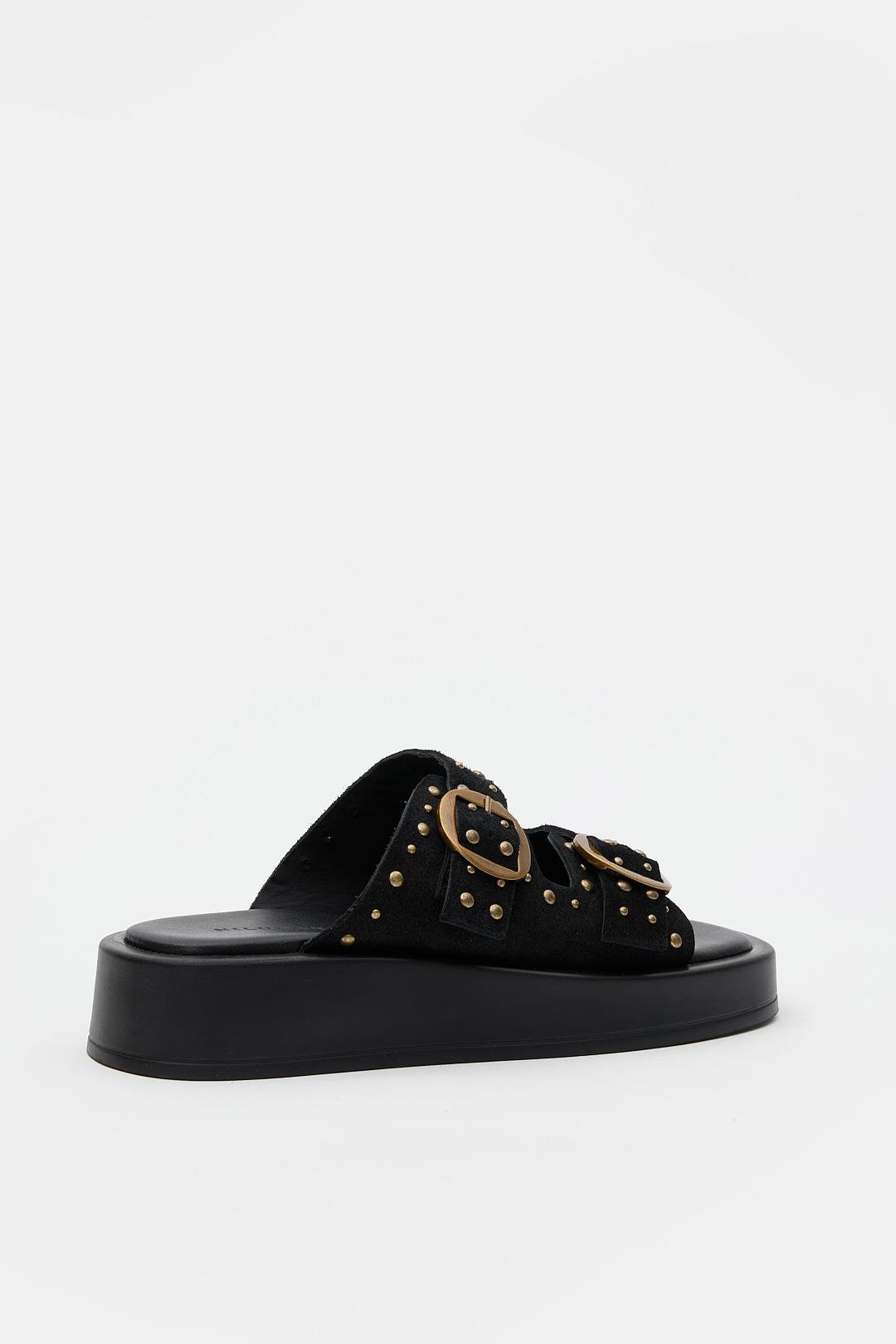 Ricci Черные Натуральные Замшевые Женские Тапочки 