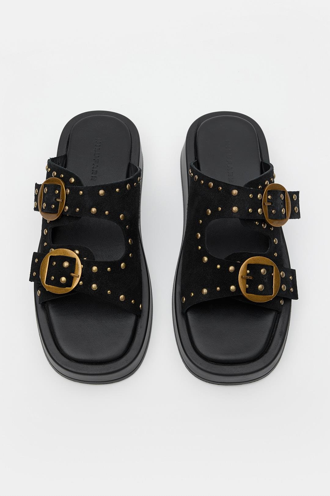 Ricci Черные Натуральные Замшевые Женские Тапочки 